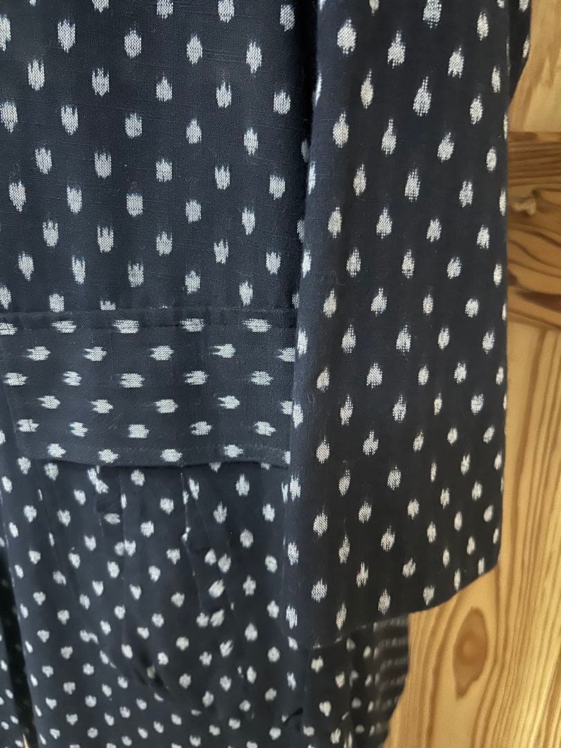 儀右衛門　ギエモン　絣　カジュアル　コート　裏地付　ジャケット　ネイビー