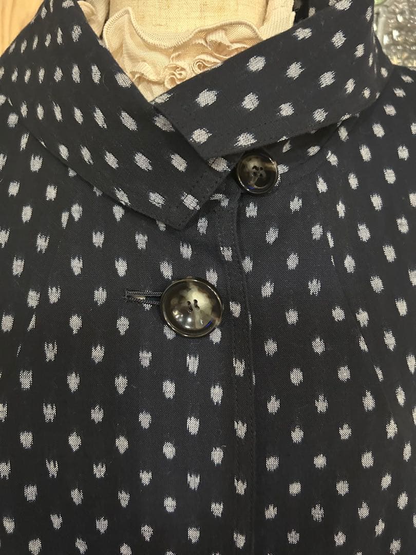 儀右衛門　ギエモン　絣　カジュアル　コート　裏地付　ジャケット　ネイビー