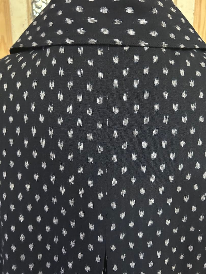 儀右衛門　ギエモン　絣　カジュアル　コート　裏地付　ジャケット　ネイビー