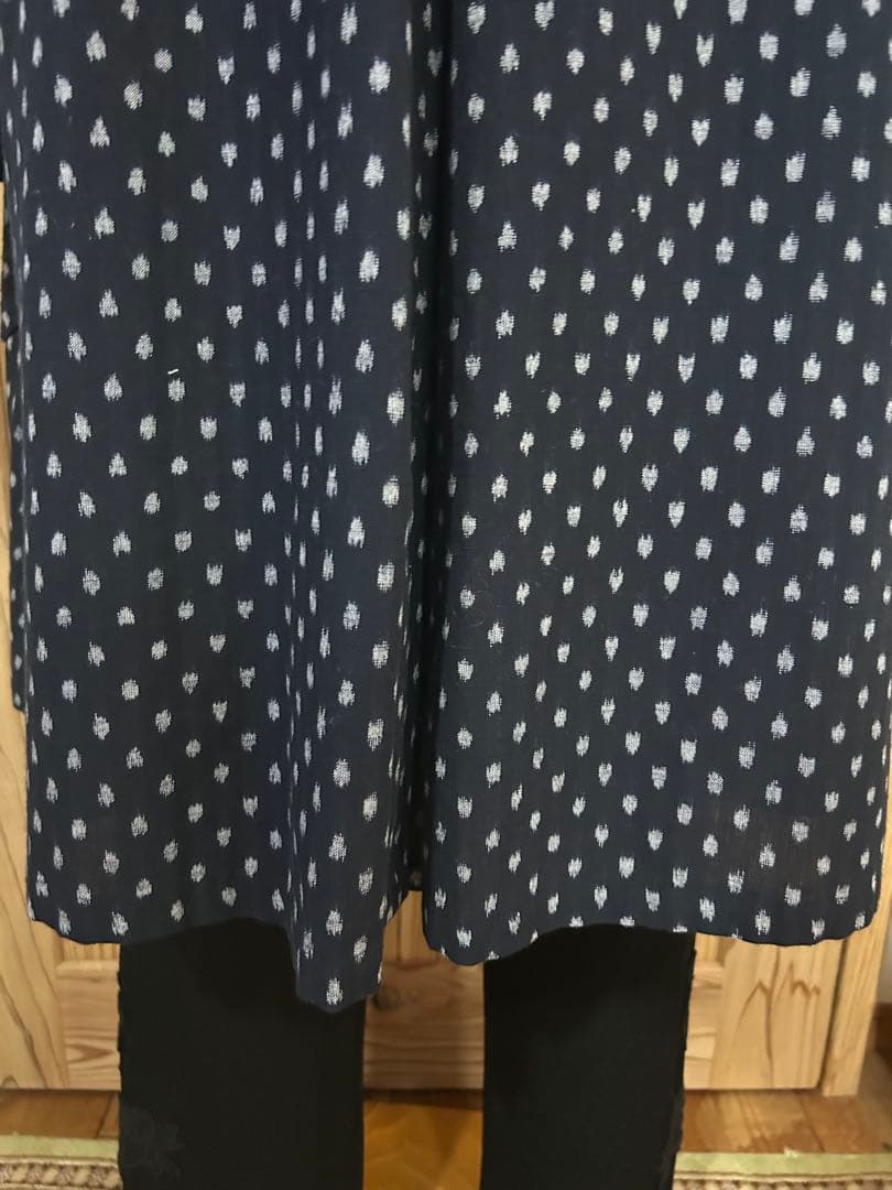 儀右衛門　ギエモン　絣　カジュアル　コート　裏地付　ジャケット　ネイビー