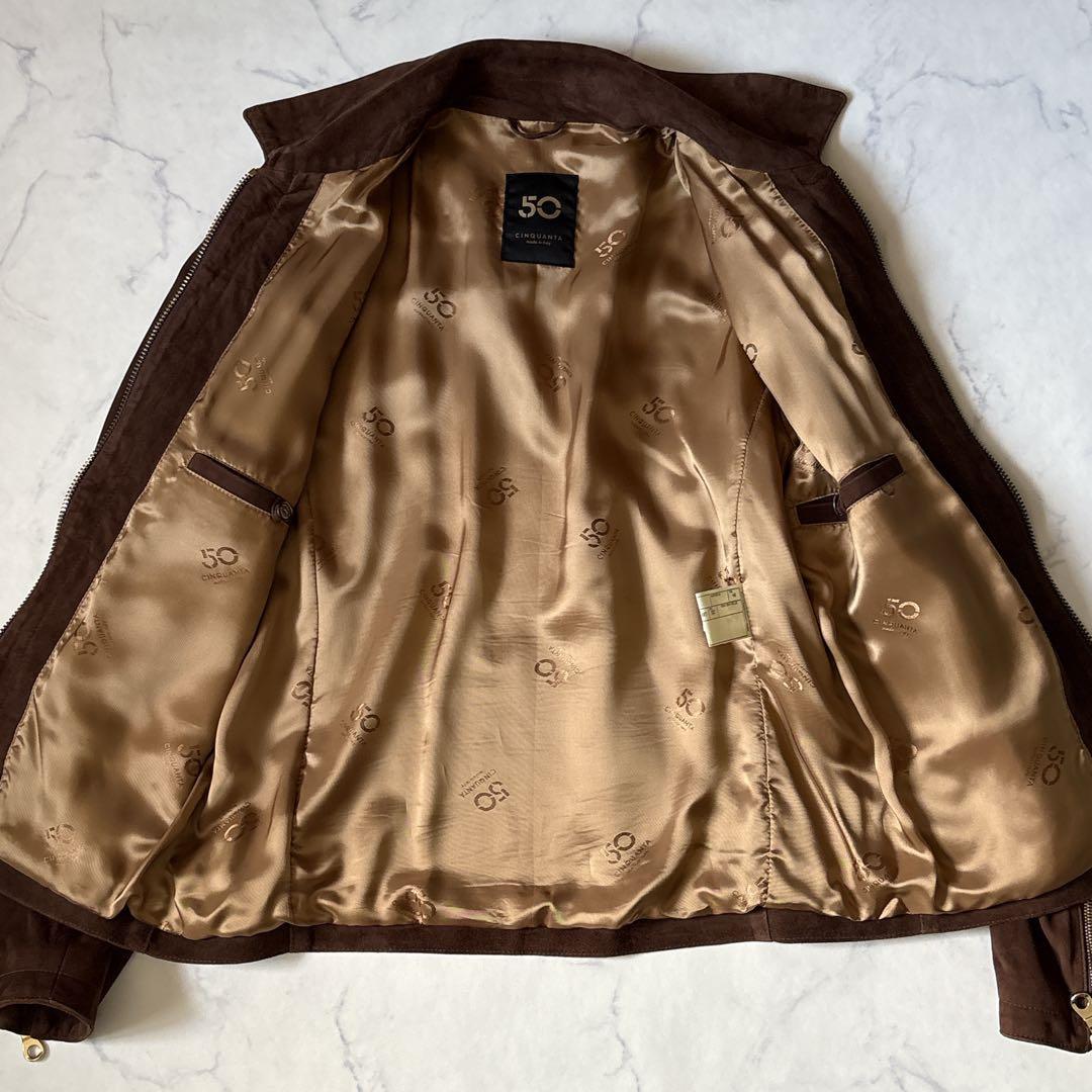 極美品！！【CINQUANTA】シングルライダースジャケット　48 ダブルジップ
