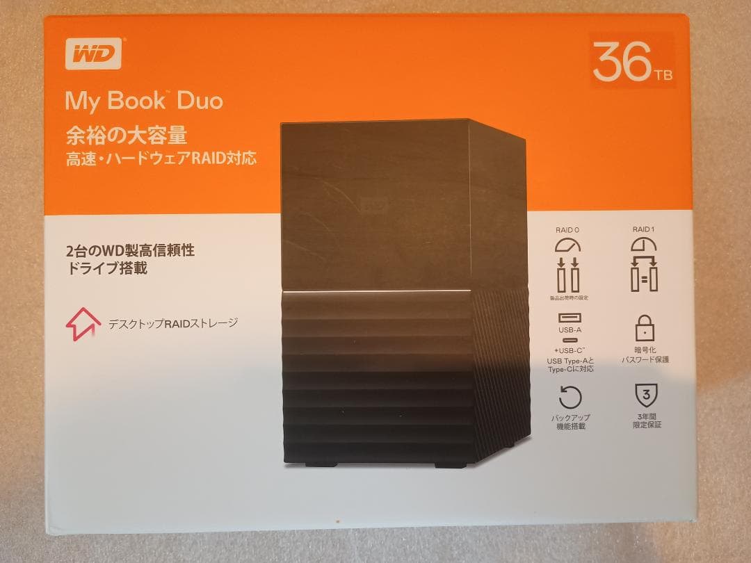 WD My Book Duo 36TB RAID対応　USB接続