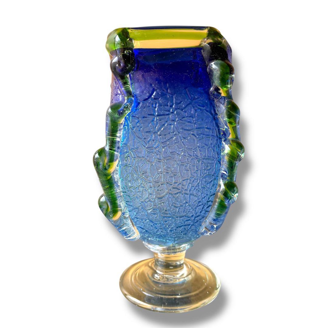 mune 桃原正男作 花瓶 琉球ガラス 現代の名工 奥原硝子製造所