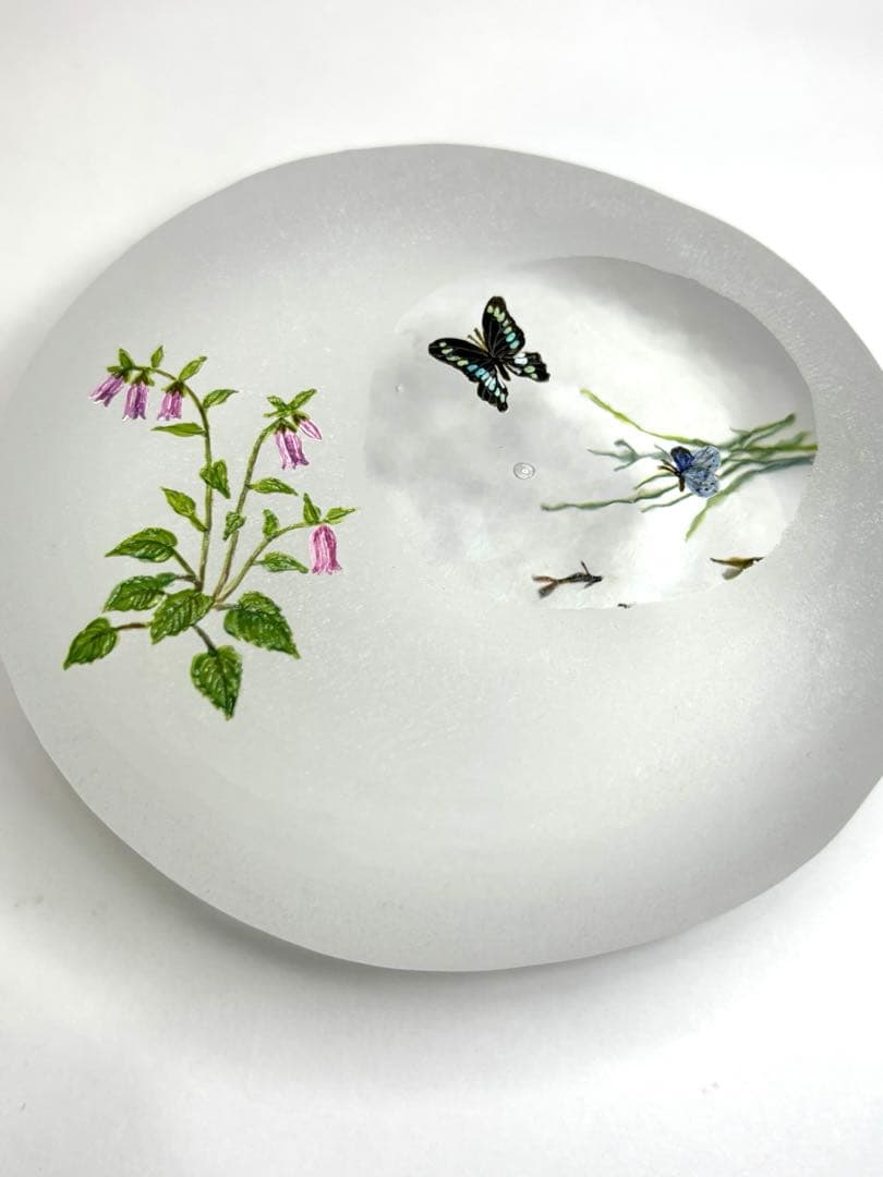 久保裕子さん作　ガラス　お花　蝶々　鮎　水草　ペーパーウェイト　文鎮　オブジェ