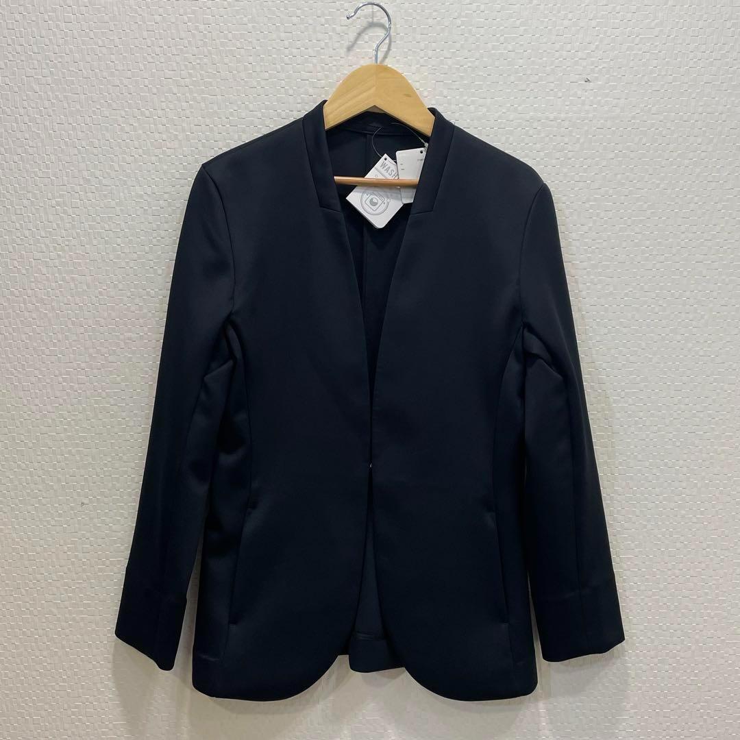 新品 スーツセレクト セットアップ ノーカラージャケット パンツスーツ 濃紺 M