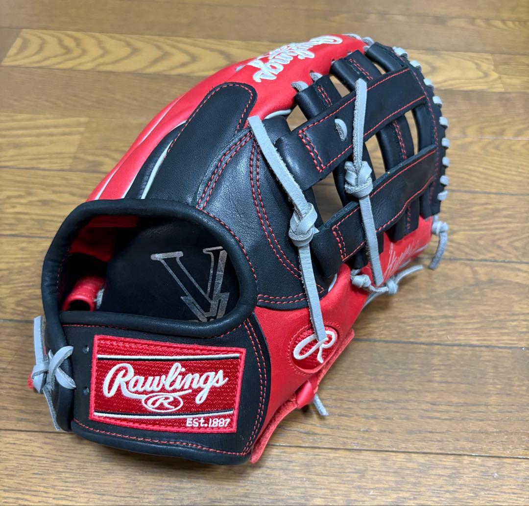 Rawlings 軟式、ソフトボール兼用グローブ レッド/ブラック