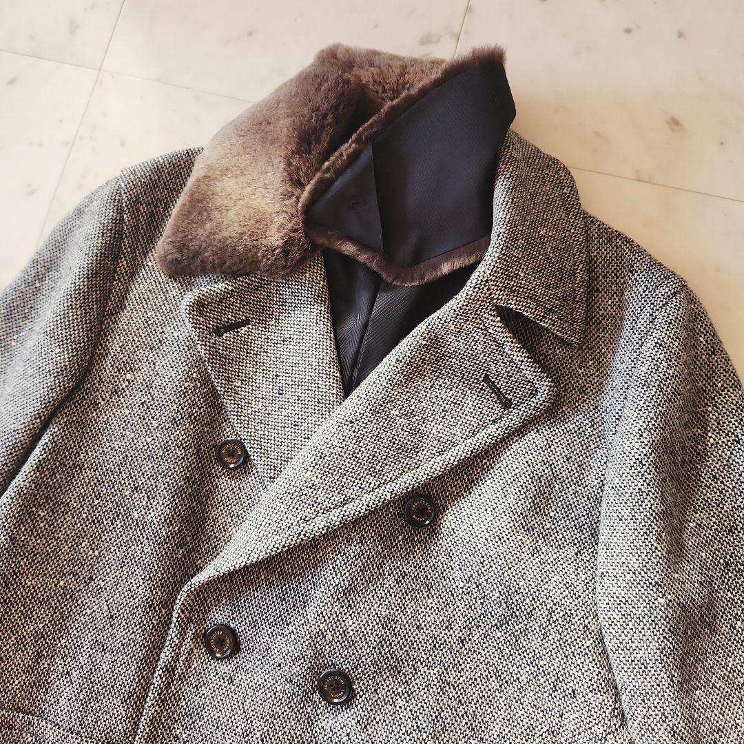 美品 定価約16万 アクアスキュータム カシミヤ混 コート ラビットファー