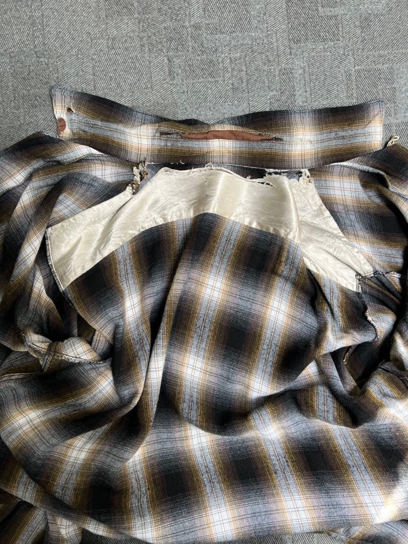 ボロ、ジャンク60s ヴィンテージ オンブレチェック レーヨンシャツ 好配色　Ｍ