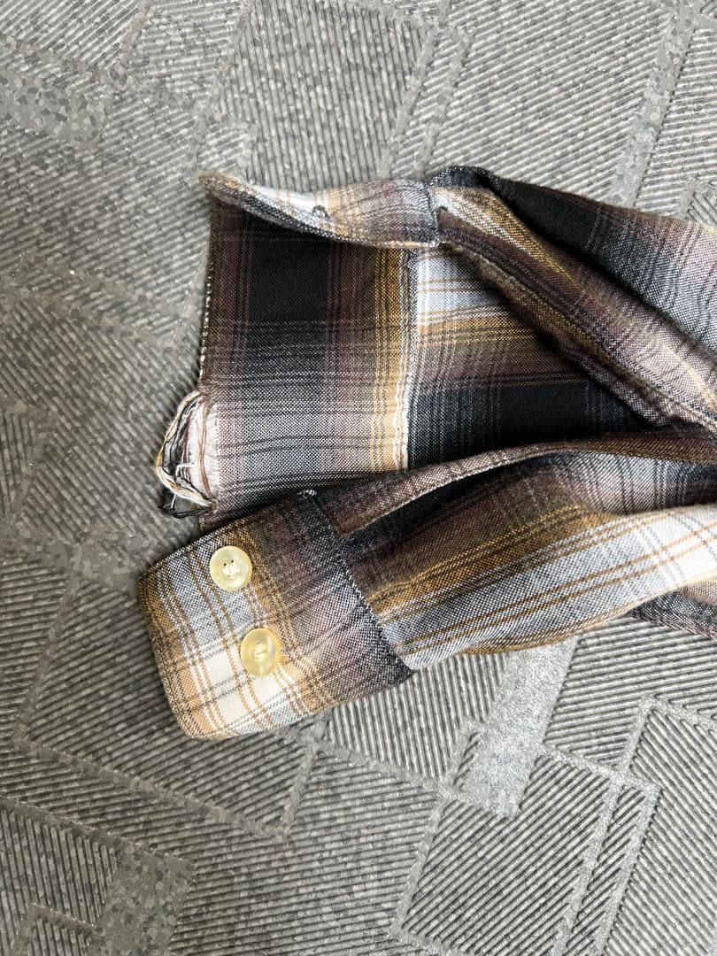 ボロ、ジャンク60s ヴィンテージ オンブレチェック レーヨンシャツ 好配色　Ｍ