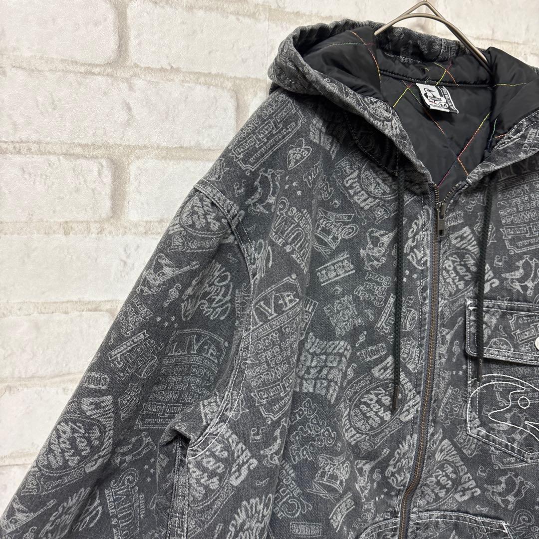 【美品】 CHUMS ウォームデニムパーカー ジャケット 刺繍　グレー　M