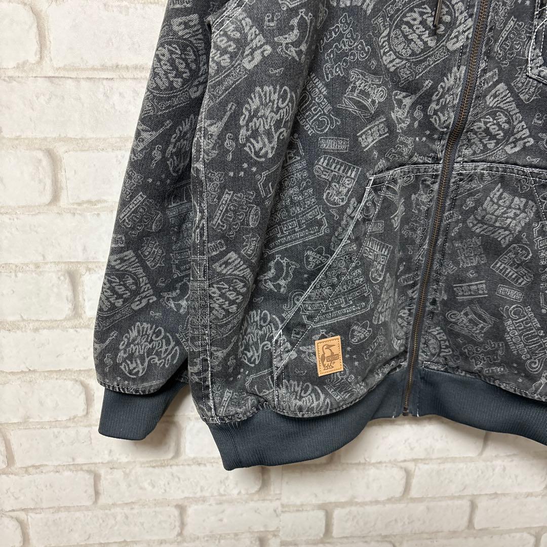 【美品】 CHUMS ウォームデニムパーカー ジャケット 刺繍　グレー　M