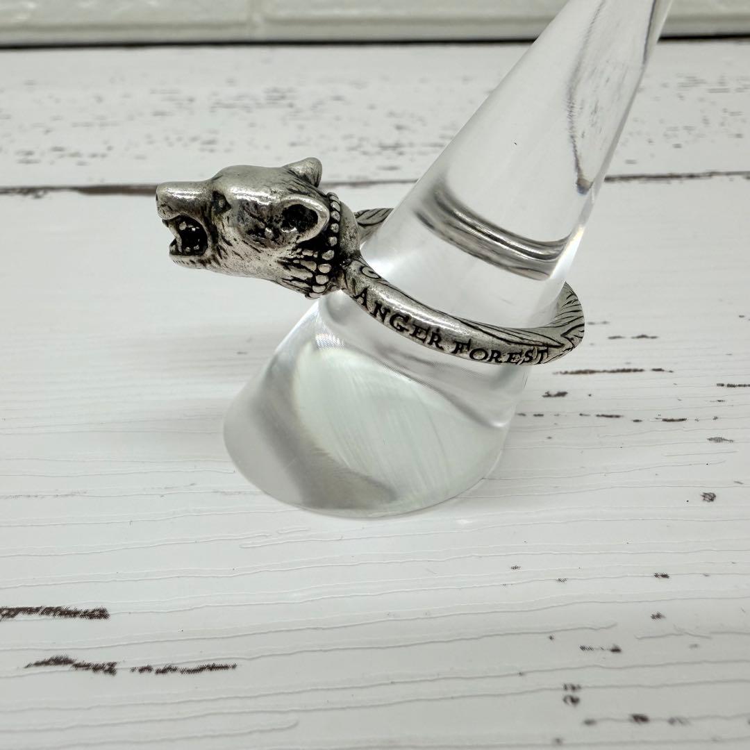 美品✨ グッチ　アンガーフォレスト　ウルフヘッド　シルバー　リング　19号