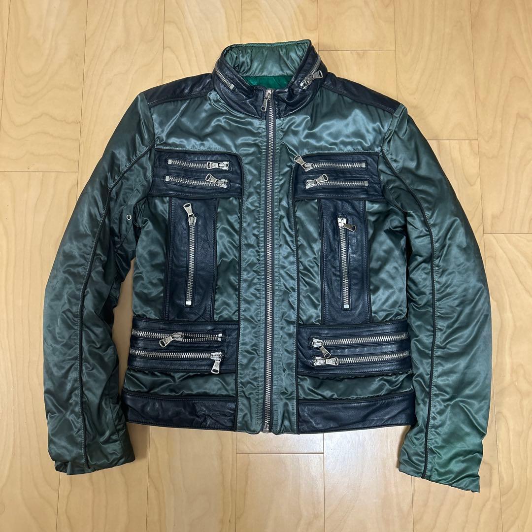 ドルチェ＆ガッバーナ　中綿ダウン　レザー切替ライダースジャケット