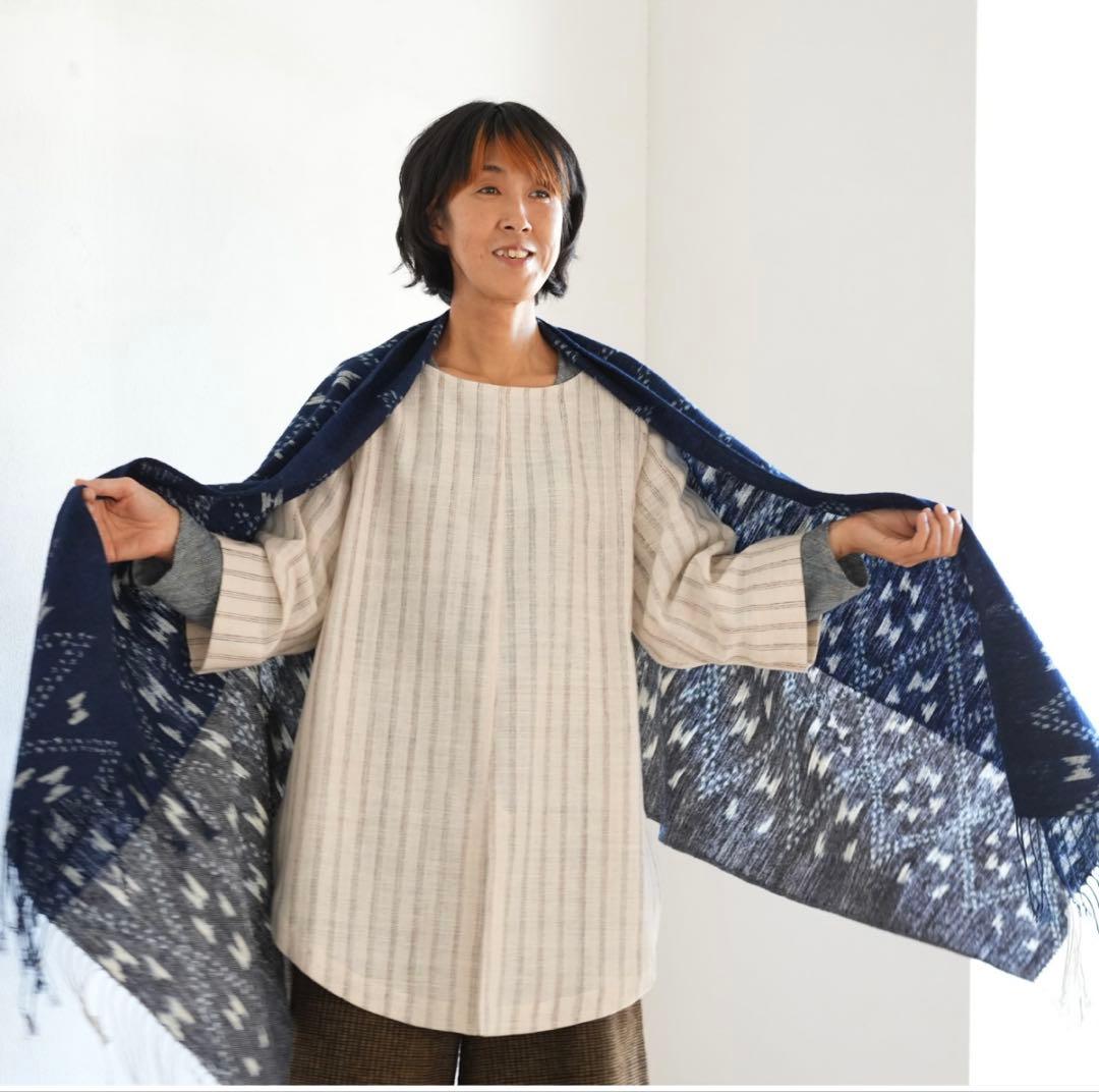 うさとの服  usaato ヘンプコットン 黒檀染め 大判ストール 新品同様