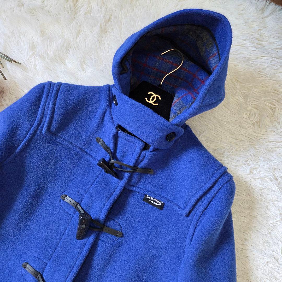 美品 グローバーオール ダッフルコート サイズ S相当 チェック ブルー