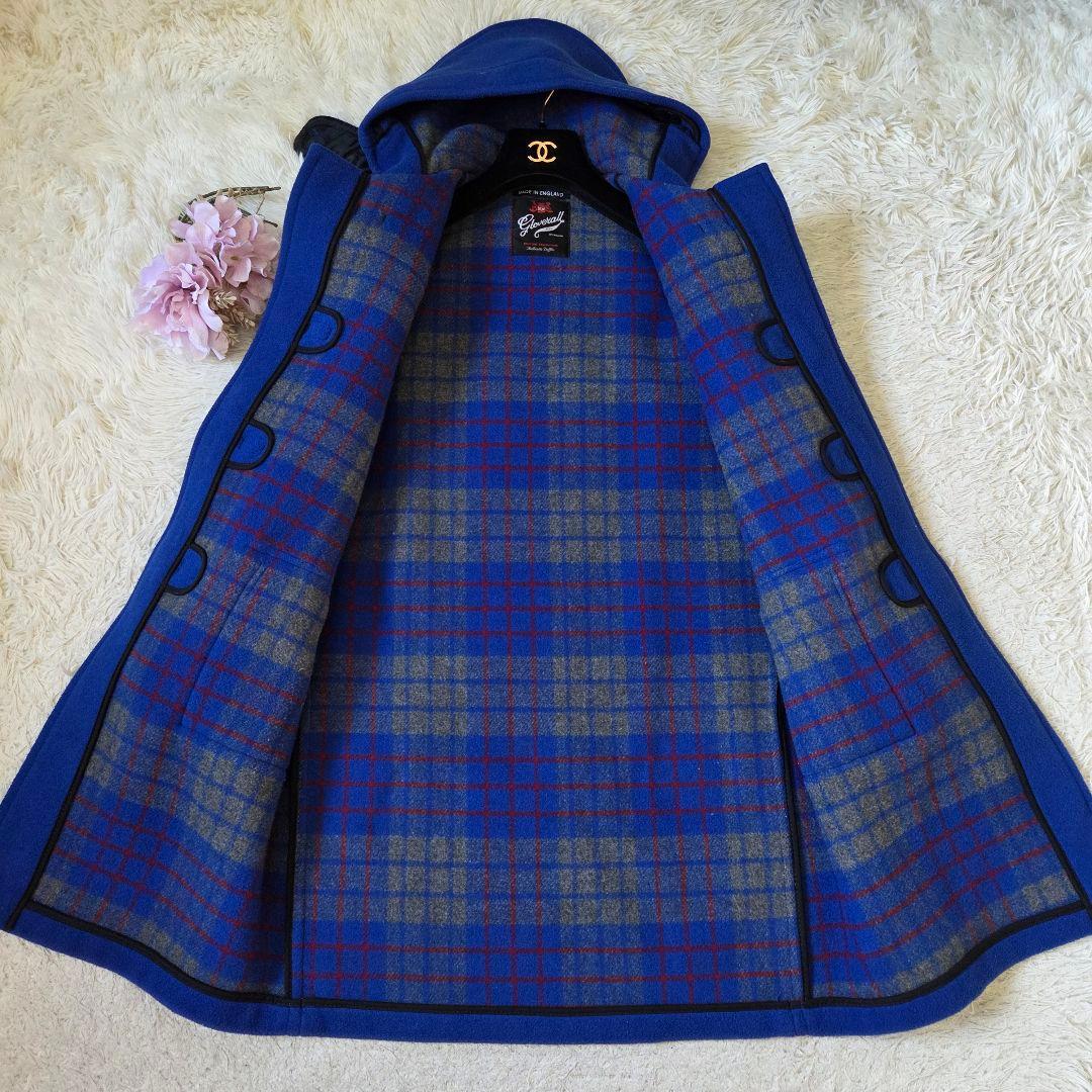 美品 グローバーオール ダッフルコート サイズ S相当 チェック ブルー