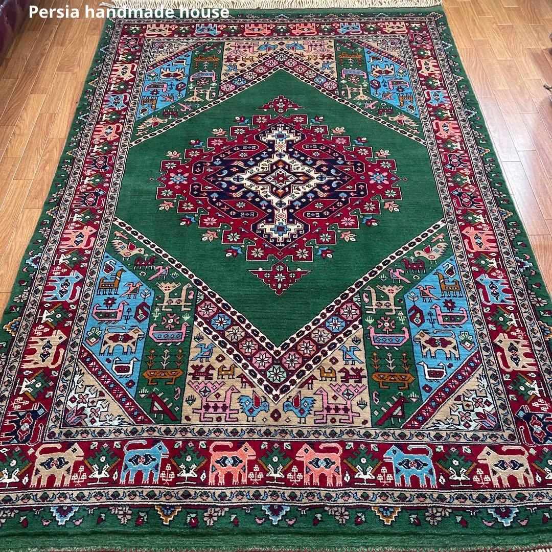 手織りペルシャ絨毯　新品　ウール&シルク　コルドグーチャン産　204×136cm