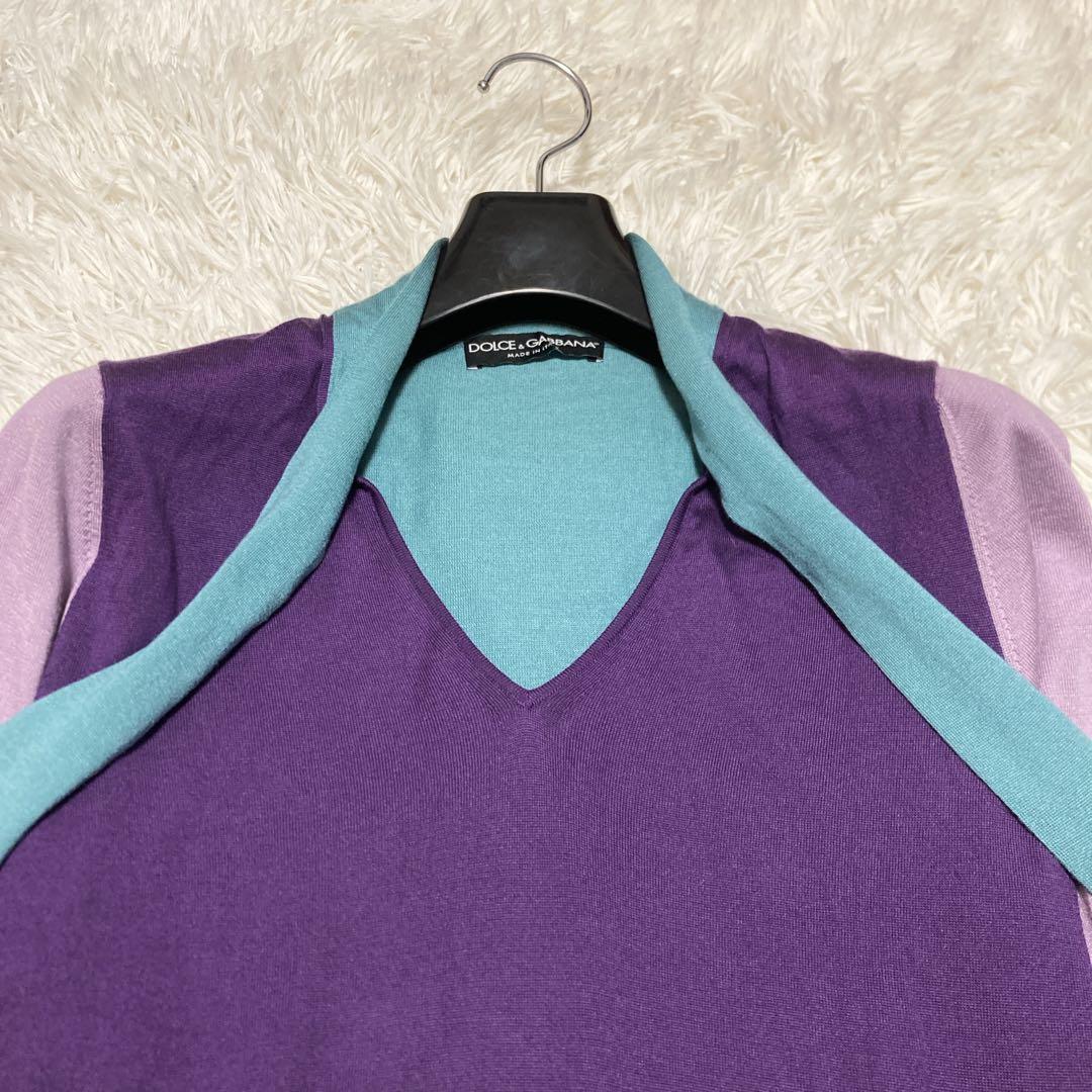 美品✨ドルチェ&ガッバーナ　シルク100 ボウタイニット　Lサイズ　DG金具