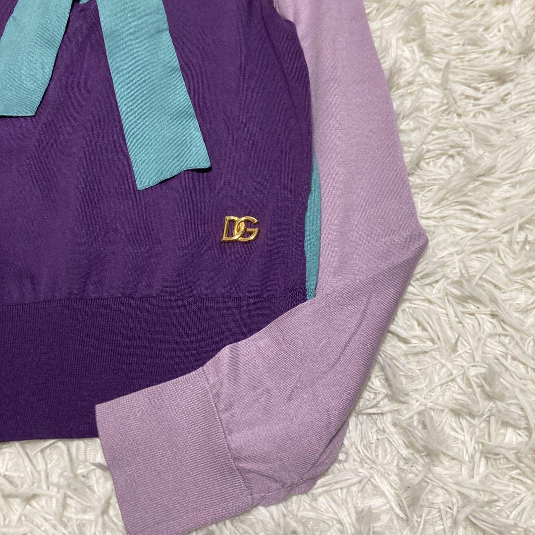 美品✨ドルチェ&ガッバーナ　シルク100 ボウタイニット　Lサイズ　DG金具