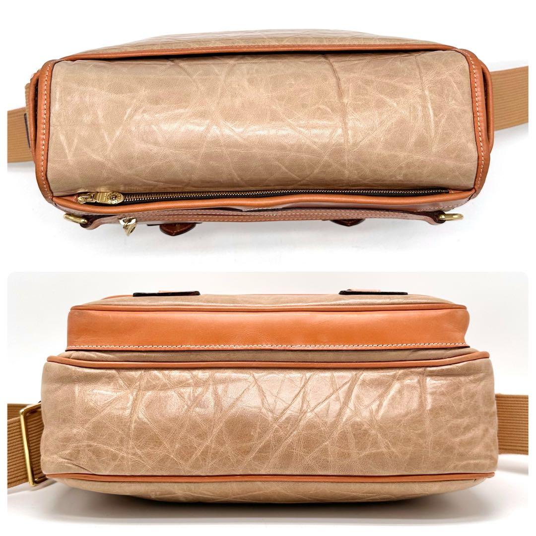 【希少】ハンティングワールド メッセンジャーバッグ バチューレザー ベージュ