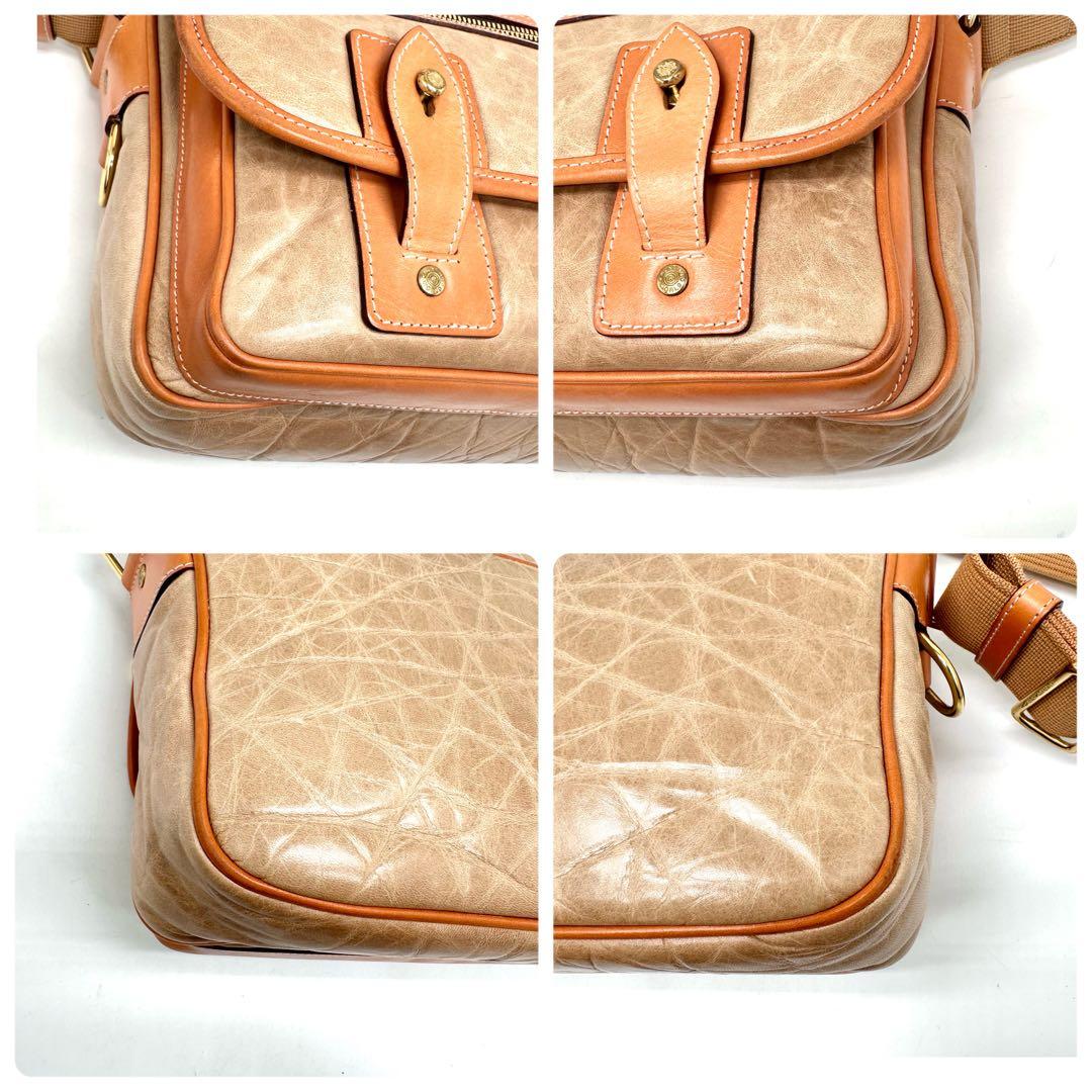 【希少】ハンティングワールド メッセンジャーバッグ バチューレザー ベージュ