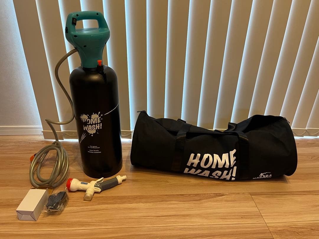 ながら洗車 　ホームウォッシュ　水道を持ち運ぶ人