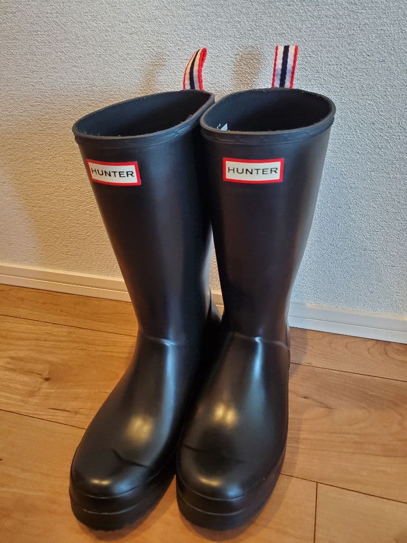 HUNTER ブラックラバーブーツ インナーソックス付き
