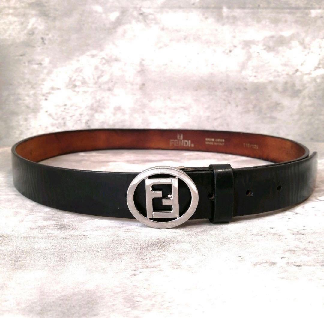 FENDI フェンディ シルバー バックル ベルト 黒 FF バックル金具