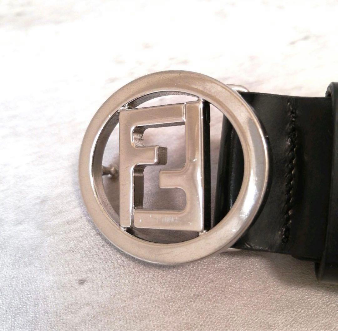 FENDI フェンディ シルバー バックル ベルト 黒 FF バックル金具