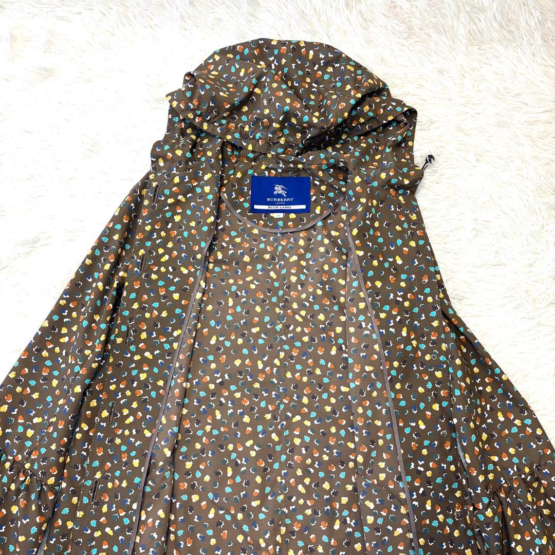 【未使用】バーバリー ブルーレーベル レインコート 総柄 ポーチ付き 38 M