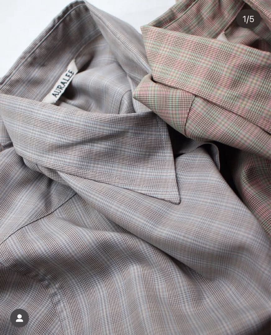 トップス AURALEE super light wool check shirts 4