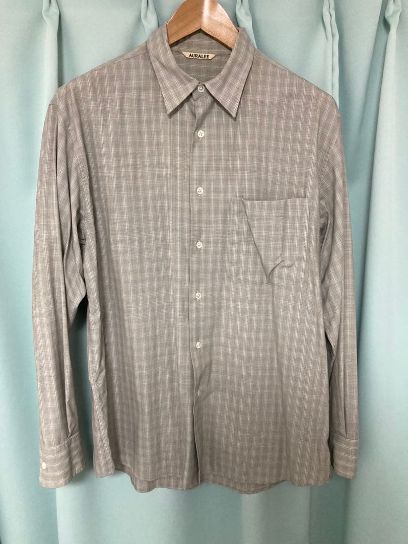 トップス AURALEE super light wool check shirts 4