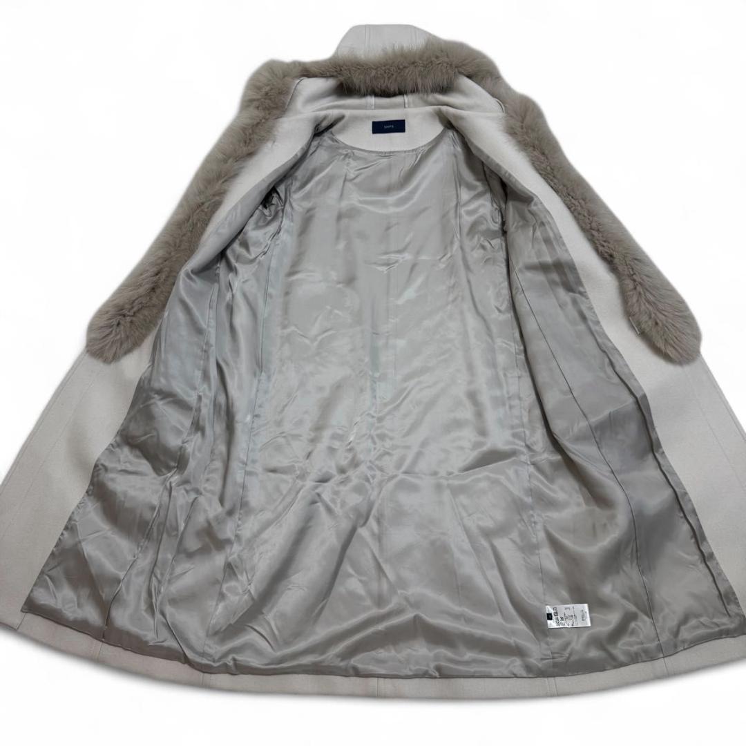 ✨カシミヤ　フォックス✨SHIPS　ダッフルコート　ロング　ライトグレー　40