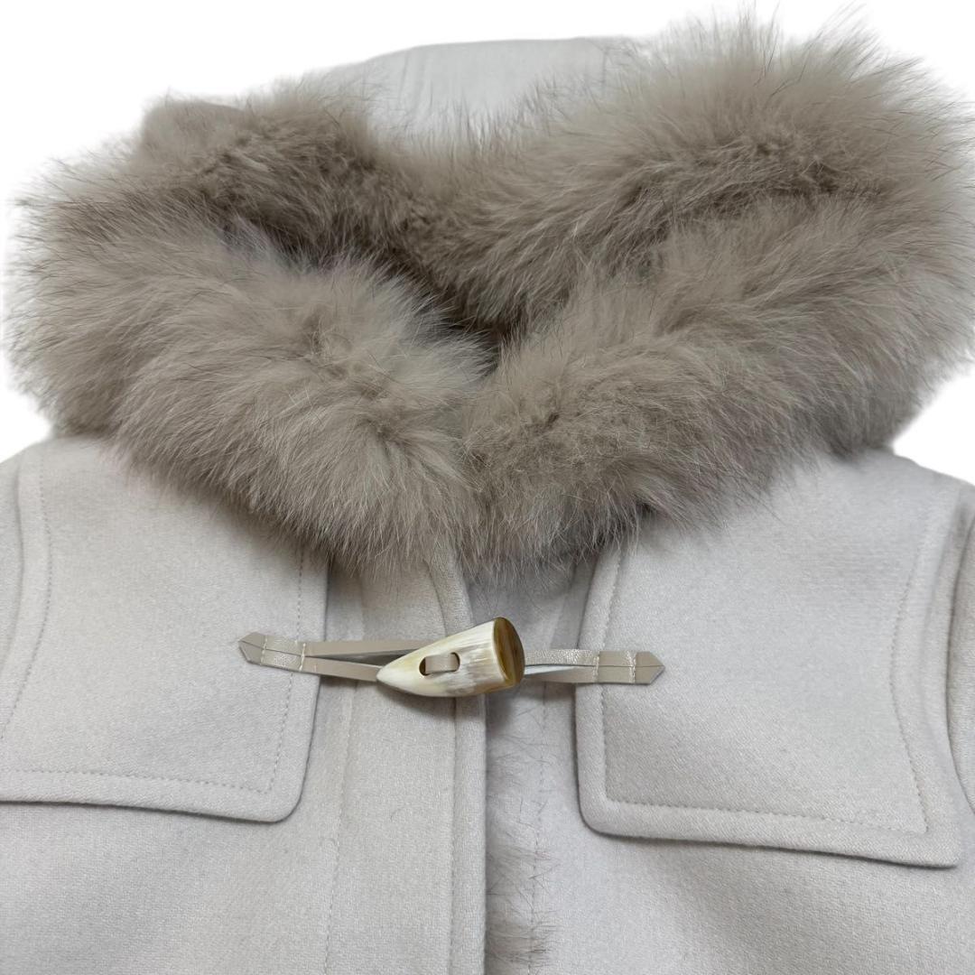 ✨カシミヤ　フォックス✨SHIPS　ダッフルコート　ロング　ライトグレー　40
