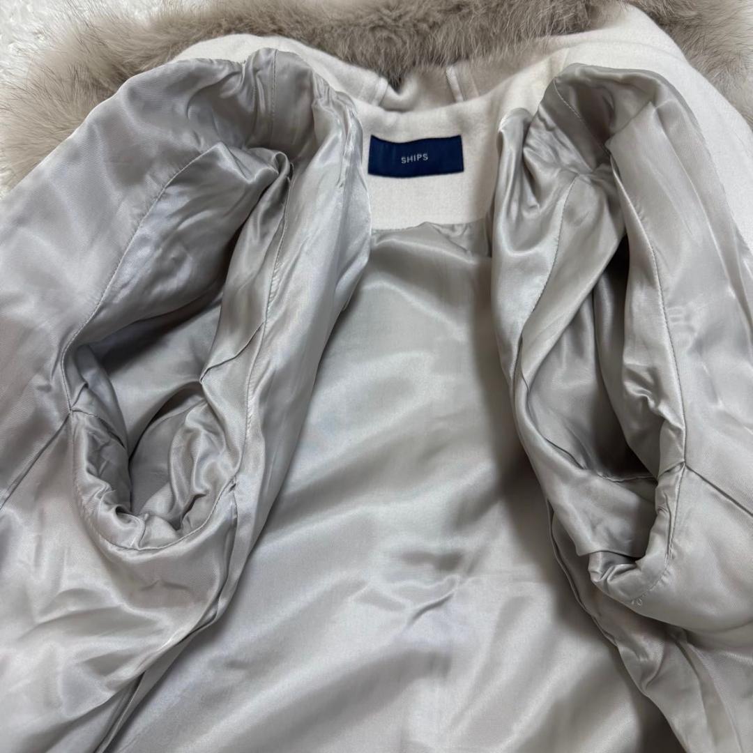 ✨カシミヤ　フォックス✨SHIPS　ダッフルコート　ロング　ライトグレー　40