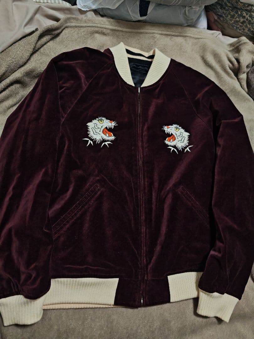 美品 2面用AVIREX USA 別珍 虎日本 スカジャン unisex サテン