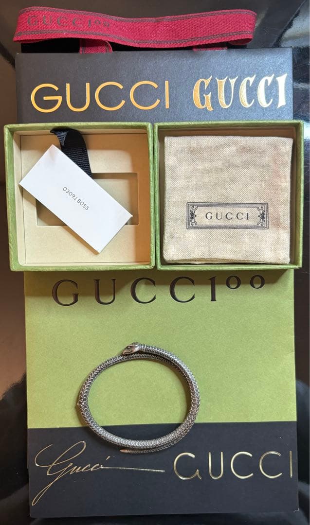 GUCCIガーデンスネークブレスレット18号Ag925 鑑定済 付属品完備
