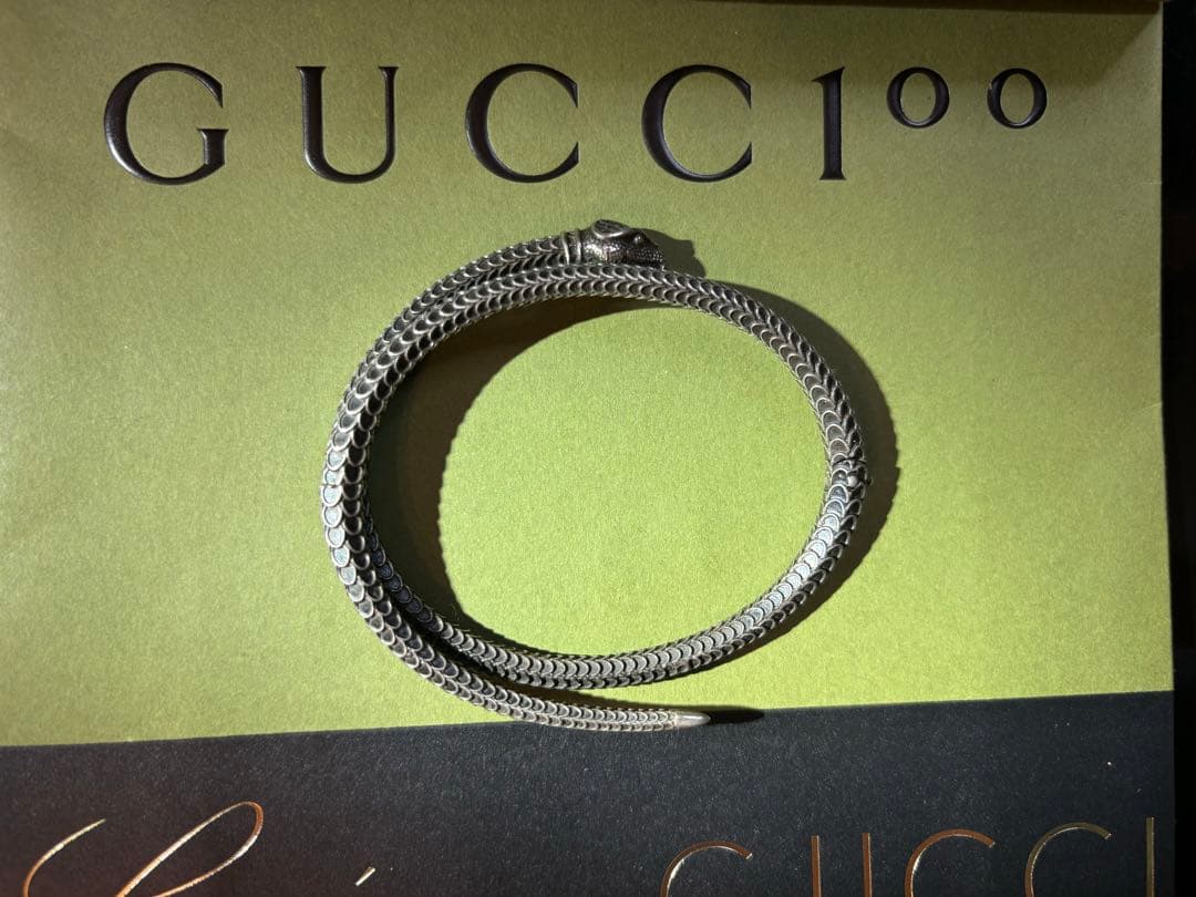 GUCCIガーデンスネークブレスレット18号Ag925 鑑定済 付属品完備