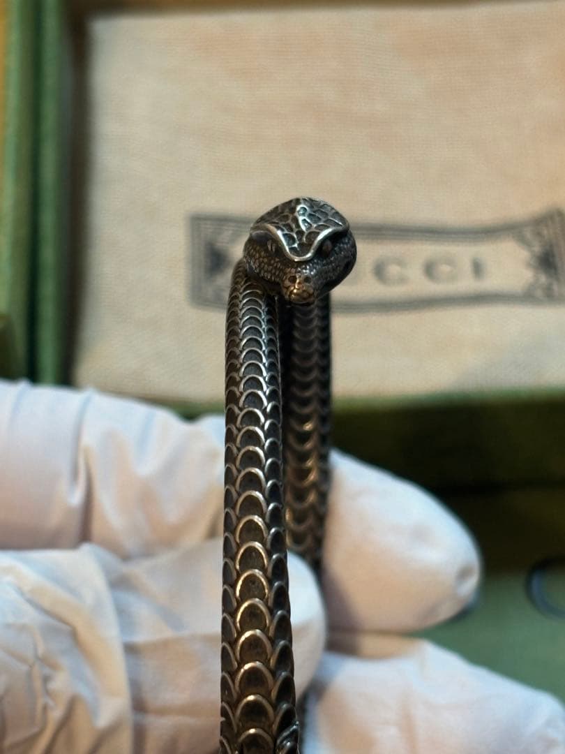 GUCCIガーデンスネークブレスレット18号Ag925 鑑定済 付属品完備