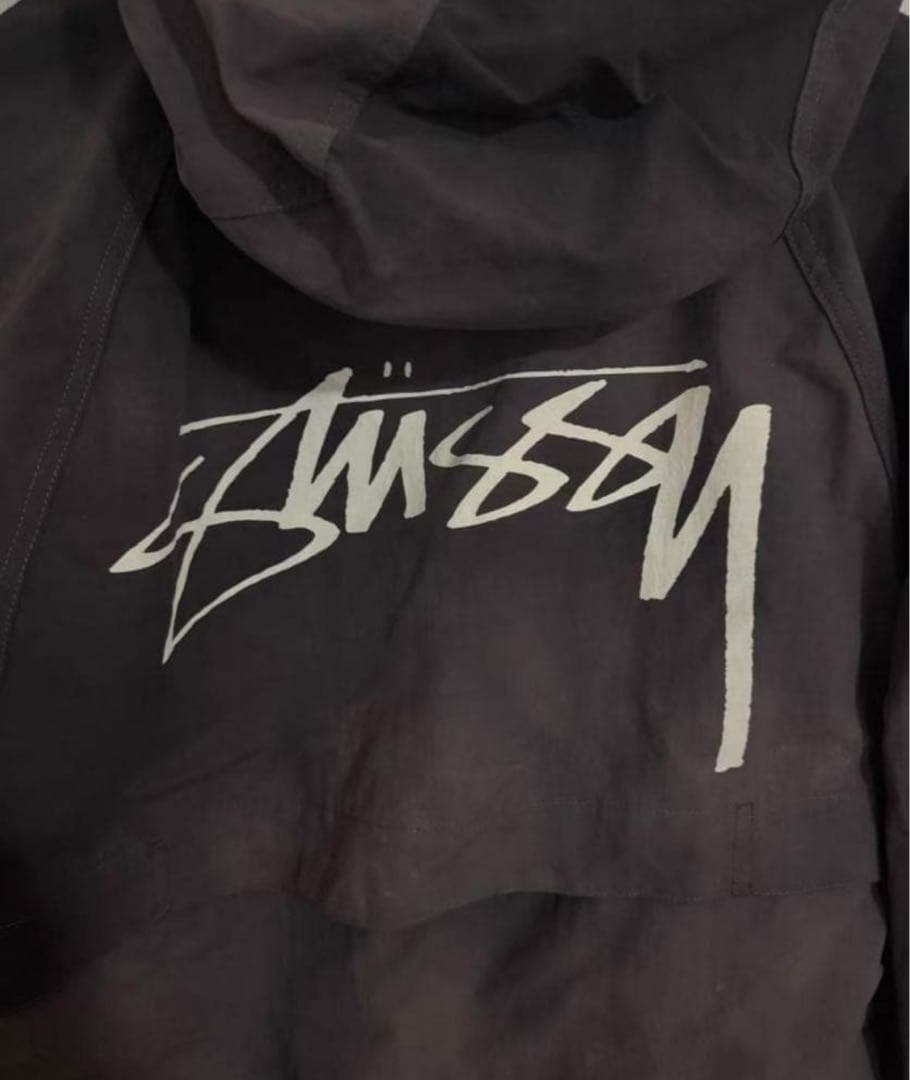 美品Stussy グレー ナイロンジャケット フード付き L