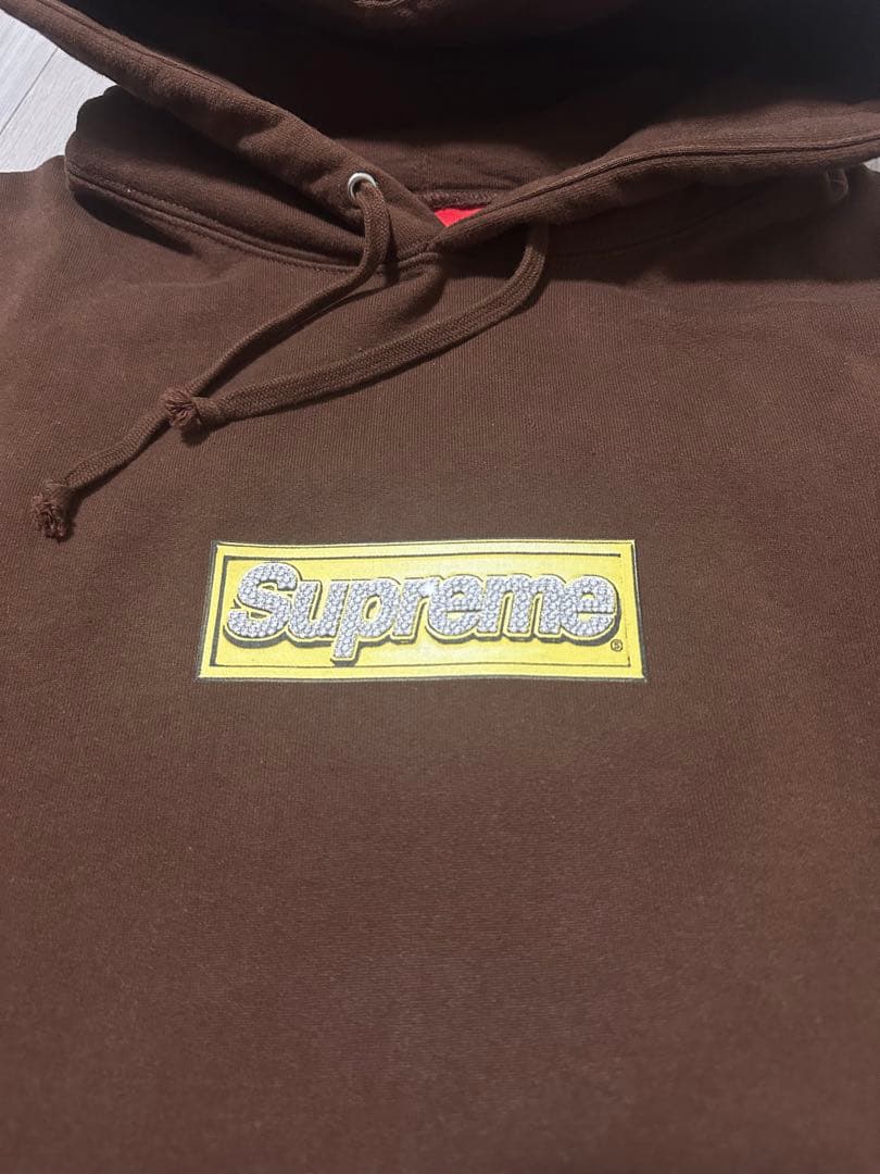 トップス Supreme Bling Box Logo Hooded Dark Brown