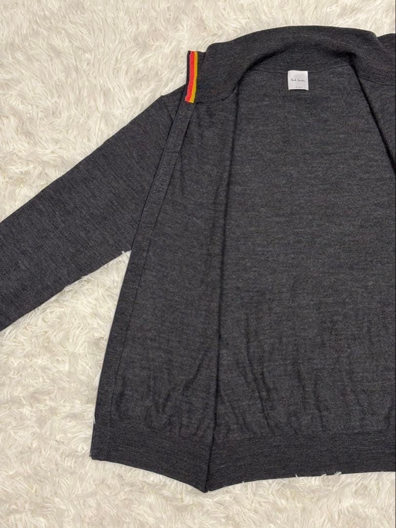 ポールスミス　アーティストストライプ　ジップ　ニット　チャコール　Mサイズ