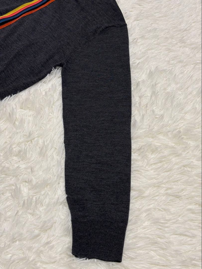 ポールスミス　アーティストストライプ　ジップ　ニット　チャコール　Mサイズ