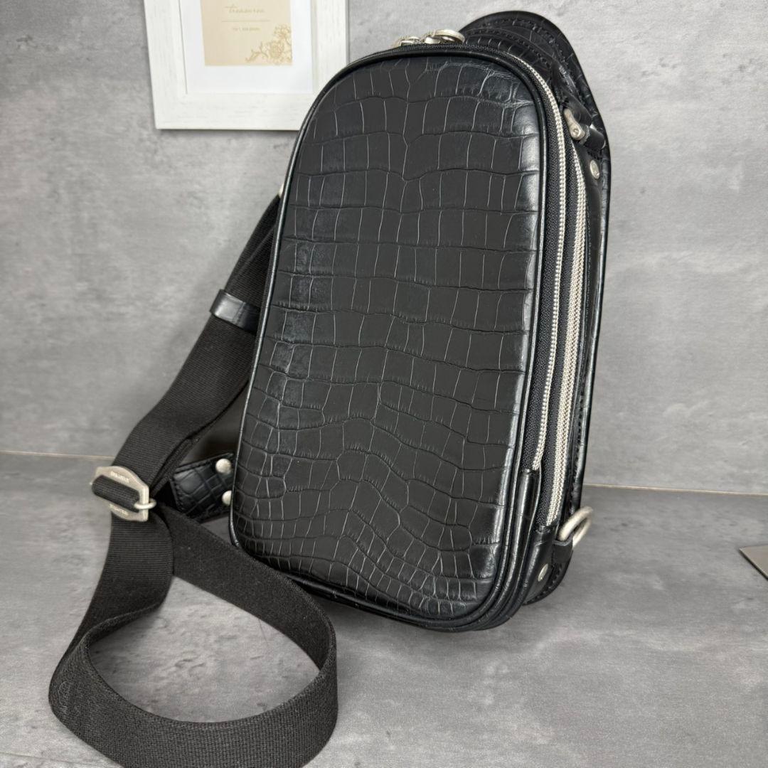【激レア】エルゴポック クロコダイル型押し ボディバッグ クロスボディ 2層式
