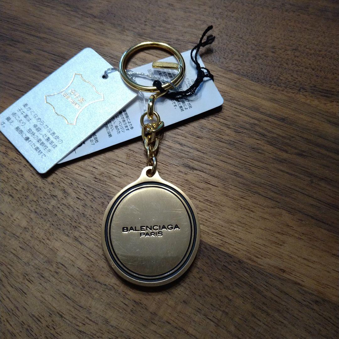 BALENCIAGA キーリング ゴールド/ブラック　レザー