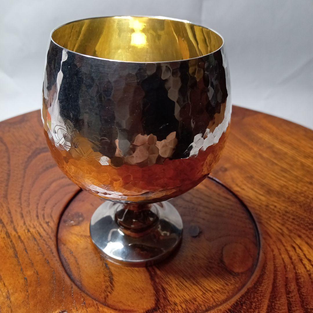 銀杯　シルバー製　鎚目模様　酒器　SILVER 下にMの刻印