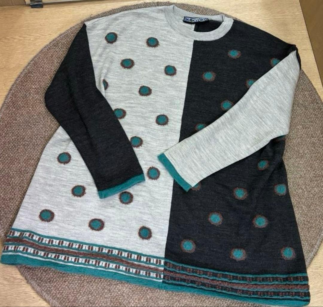 ☆新品☆ M.＆KYOKO モヘヤ混アシンメトリーデザイン ニットチュニック