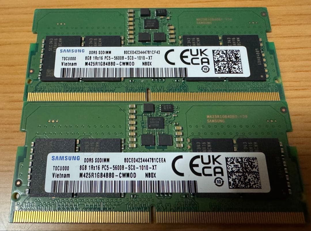 8GB DDR5 メモリ2枚セット