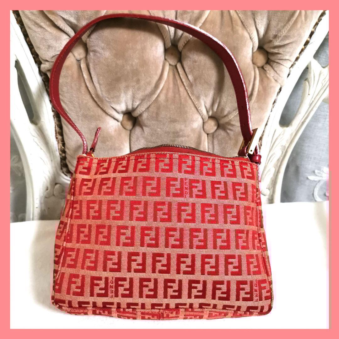 【鑑定済】フェンディFENDIズッキーノ ハンドバッグFF金具アクセサリーポーチ