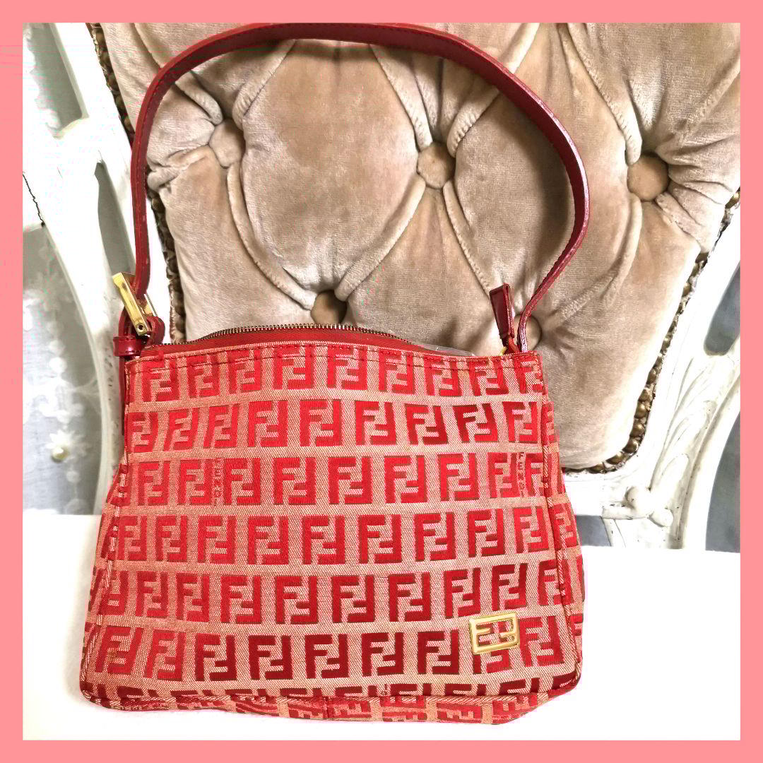 【鑑定済】フェンディFENDIズッキーノ ハンドバッグFF金具アクセサリーポーチ